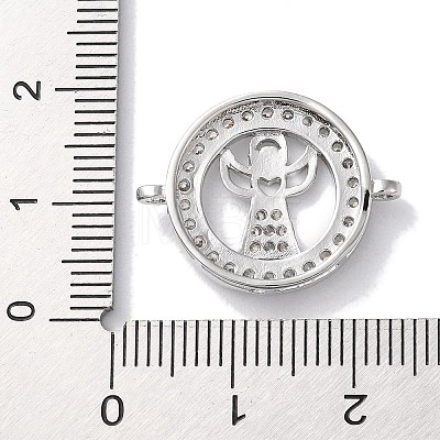 Rack Plating Brass Micro Pave Clear Cubic Zirconia Connector Charms KK-Z039-35P-1