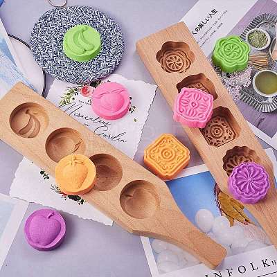 Flat Round Wooden Press Mooncake Molds BAKE-SZ0001-09-1