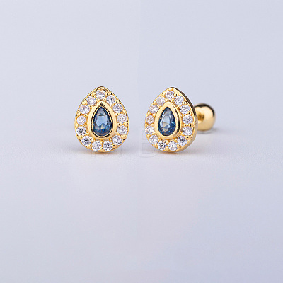 Brass Pave Marine Blue Cubic Zirconia Cartilage Earrings FS-WGEDAE7-02-1