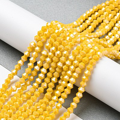 Opaque Solid Color Electroplate Glass Beads Strands GLAA-F029-P4mm-C04-1