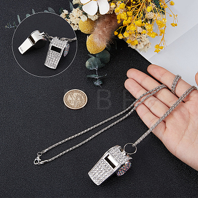 Alloy Crystal Rhinestone Whistle Pendant Necklaces NJEW-WH20001-24P-01-1