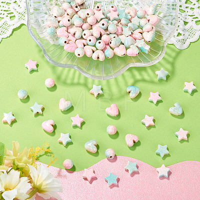 120Pcs 3 Styles Crackle Opaque Acrylic Beads OACR-TA0004-77-1