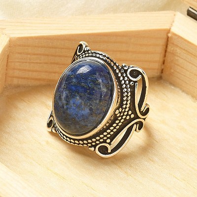 Natural Lapis Lazuli Adjustable Rings RJEW-I108-02AS-11-1