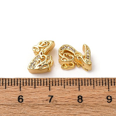 Brass Micro Pave Cubic Zirconia Beads KK-A265-01G-1