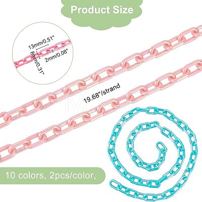 20 Strands 10 Colors Acrylic Opaque Cable Chains PACR-FH0001-05-1