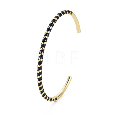 Twisted Brass Enamel Cuff Bangle BJEW-T020-02F-NF-1