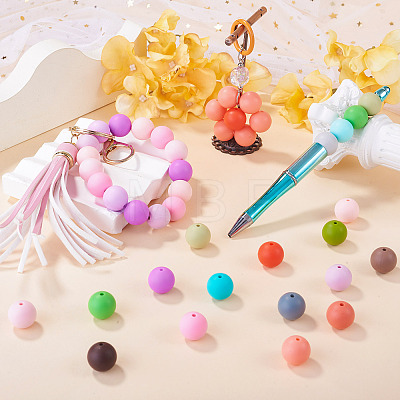 45Pcs 3 Colors Round Silicone Focal Beads SIL-TAD0001-01H-1