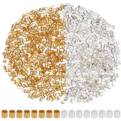 1000Pcs 2 Colors Brass Crimp Beads KK-PA0001-10-1