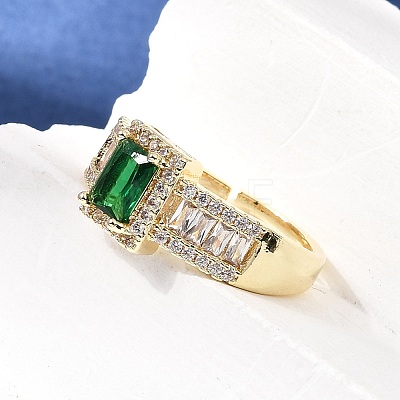 Brass Micro Pave Clear Cubic Zirconia Cuff Open Rings CU-CBA5C10-14G-1