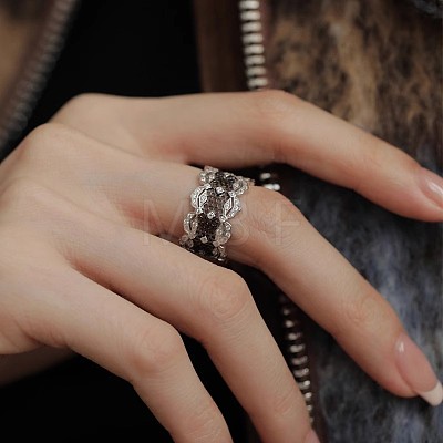 Alloy Micro Pave Cubic Zirconia Cuff Rings FS-WG8F0AC-01-1