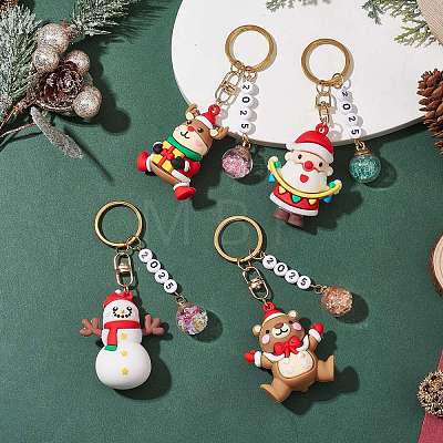 4Pcs 4 Styles Christmas Theme PVC Plastic Keychain KEYC-JKC00941-1