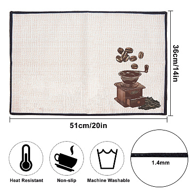 Coffee Theme Cotton and Linen Cup Mats AJEW-WH0201-020-1