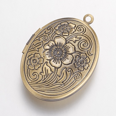 Brass Locket Pendants KK-N0116-048AB-1