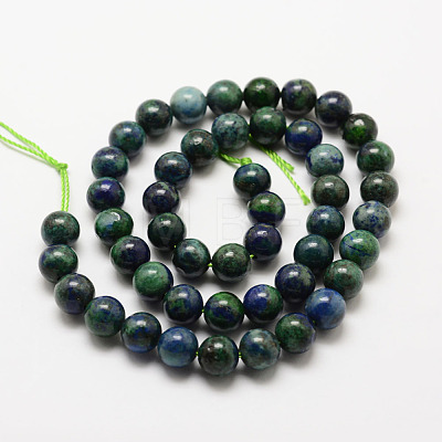 Natural Chrysocolla and Lapis Lazuli Beads Strands X-G-P281-03-8mm-1