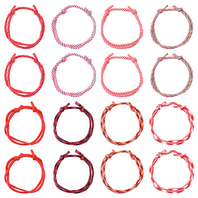 32Pcs 8 Styles Polyester & Spandex Cord Braided Bead Bracelets BJEW-TAC0065-1