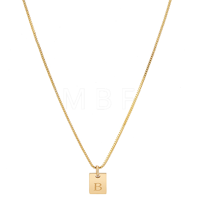 1Pc Stainless Steel Letter Rectangle Pendant Necklaces NJEW-LP0001-34B-G-1