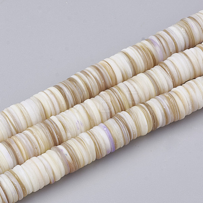 Disc Natural Sea Shell Beads Strands SSHEL-F290-32-1
