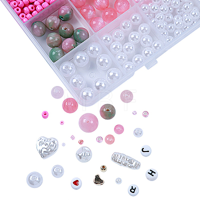 DIY 28 Style Resin & Acrylic & ABS Beads Jewelry Making Finding Kit DIY-NB0012-03G-1