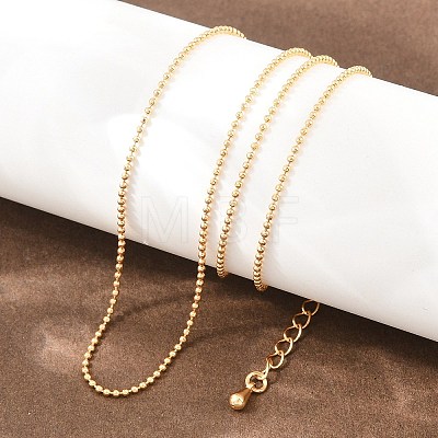 1MM Brass Ball Chain Necklaces for Women NJEW-Q351-01G-1