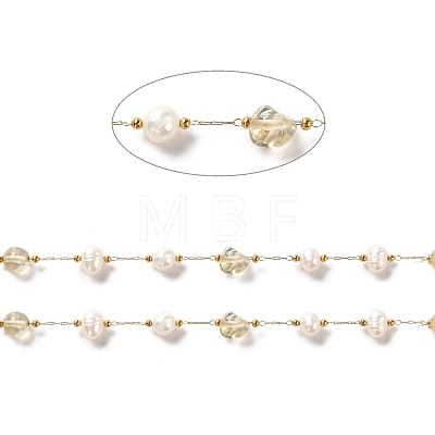 Natural Pearl & Mixed Stone Beaded Chains CHS-B002-01G-06-1