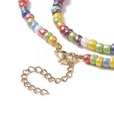 Rainbow Color Glass Beaded Bracelet & Necklace Sets SJEW-JS01269-1