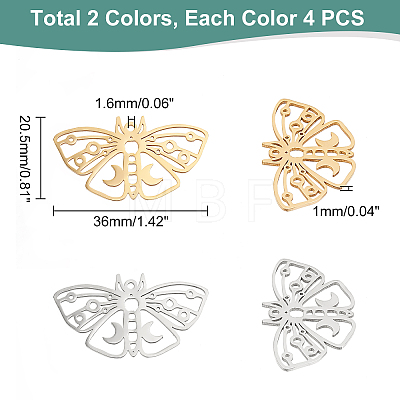 8Pcs 2 Colors 201 Stainless Steel Pendants STAS-DC0007-01-1