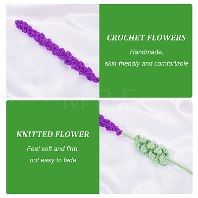 4Pcs 2 Colors Crochet Polyester Lavender Flower Ornaments AJEW-FG0002-67-1