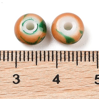 Opaque Spray Painted Glass Beads GLAA-G118-01V-1