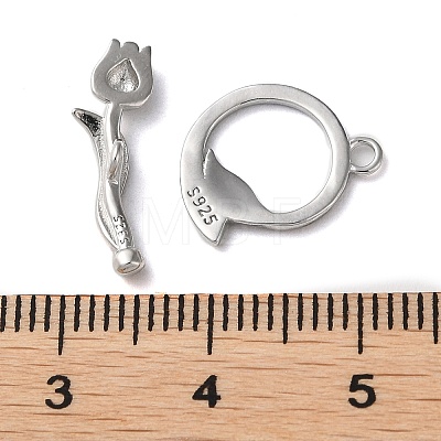 Rhodium Plated 925 Sterling Silver Toggle Clasps STER-D005-08P-1