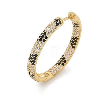 Brass Micro Pave Cubic Zirconia Hoop Earrings EJEW-M077-02G-1