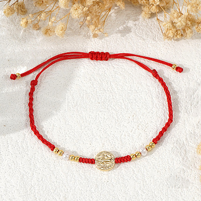 Brass Saint Medal Braided Bracelets EA4269-1-1