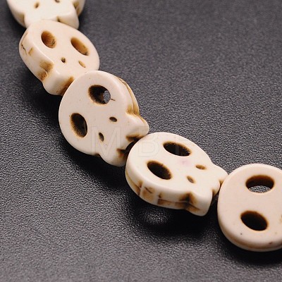 Skull Synthetic Turquoise Beads Strands TURQ-I023-28x25mm-02-1