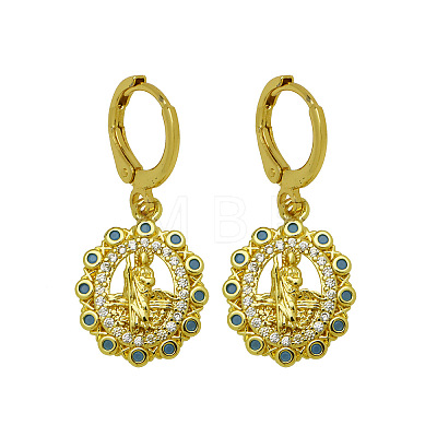 Brass Micro Pave Cubic Zirconia Leverback Dangle Earrings WGD91A9-03-1