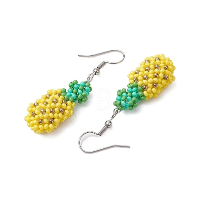 Glass Seed Bead Pineapple Dangle Earrings for Women EJEW-MZ00266-1