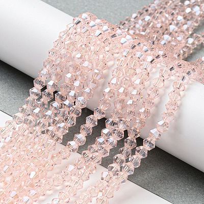 Transparent Electroplate Glass Beads Strands GLAA-F029-4mm-C26-1
