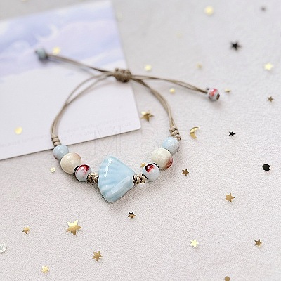 Shell Shape Ceramic Beads Braided Bead Bracelets FS-WG4C919-04-1
