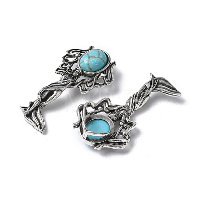 Angel Brass Synthetic Turquoise Pendants KK-D361-02AS-13-1