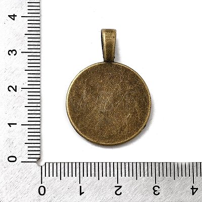 Flat Round Alloy Pendant Cabochon Settings PALLOY-N0088-28AB-NF-1