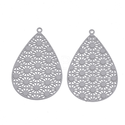 430 Stainless Steel Filigree Pendants X-STAS-S108-25A-01-1