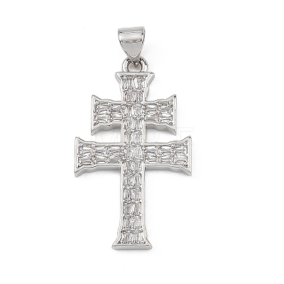 Religion Brass Micro Pave Clear Cubic Zirconia Pendants KK-B177-03P-01-1
