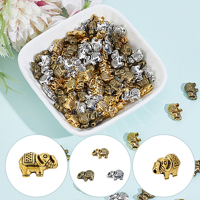 150Pcs 3 Colors Tibetan Style Alloy Beads FIND-PA0001-63-1