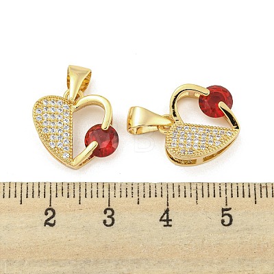 Brass Micro Pave Red Cubic Zirconia Pendants ZIRC-P115-05G-1