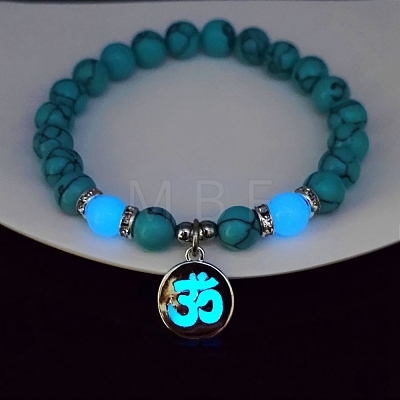 Synthetic Turquoise Stretch Bracelet PW-WG54122-01-1