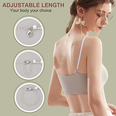 Gorgecraft 2 Pairs 2 Styles Plastic Imitation Pearl Chain Non-slip Bra Straps FIND-GF0005-27-1