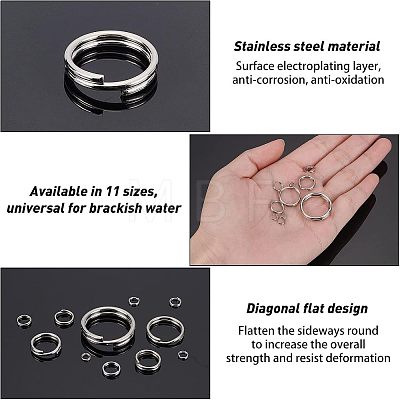 SUPERFINDINGS 201 Stainless Steel Split Ring STAS-FH0001-39-1