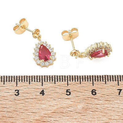Brass Pave Cubic Zirconia Stud Earring Findings KK-C172-09G-1