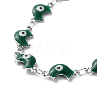 Moon with Evil Eye Enamel Link Chain Necklace NJEW-G117-02P-1