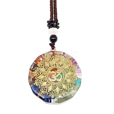 Resin & Natural & Synthetic Mixed Gemstone Pendant Necklaces OG4289-23-1