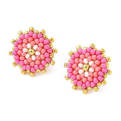 Glass Seed Bead Stud Earrings EJEW-MZ00741-01-1