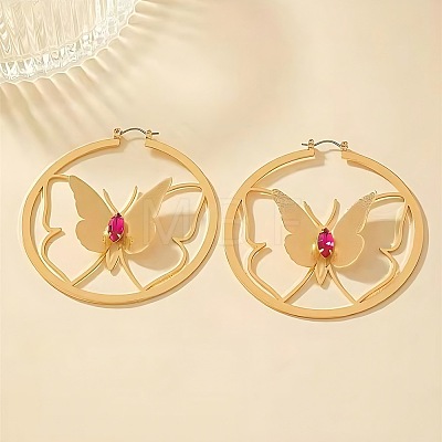 Alloy & Rhinestone Hoop Earrings FS-WGBCAF6-01-1